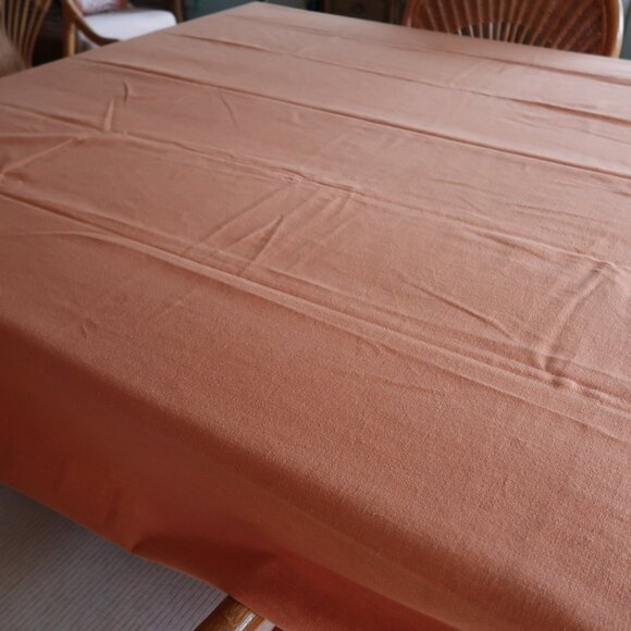 Emerald Brand Hemstitched Tablecloth Linen Blend Pumpkin Color 114" x 66" - Picture 8 of 10